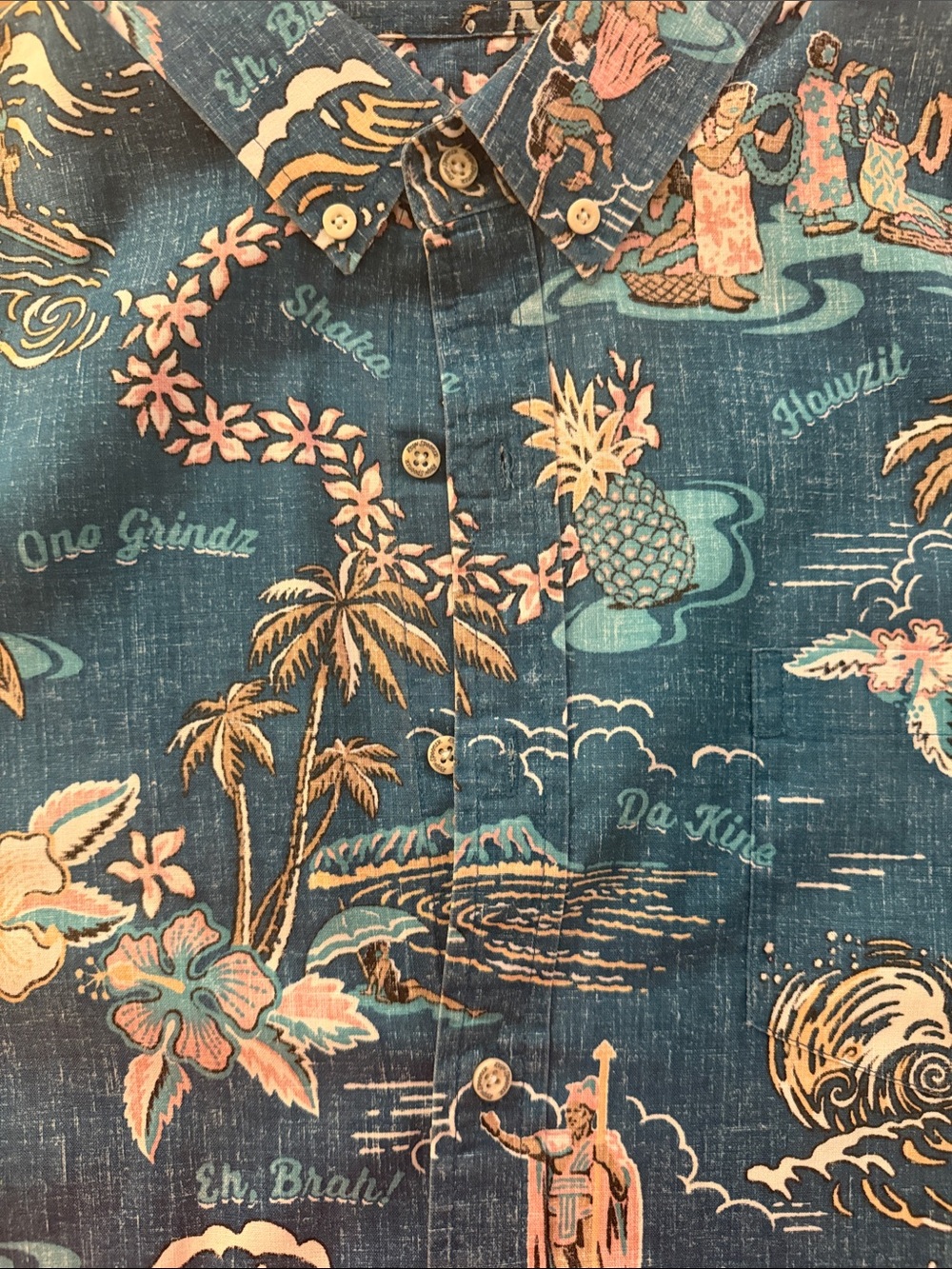 Reyn Spooner limited edition ‘Hawaiian Slang’ Aloha shirt tailored fit Medium